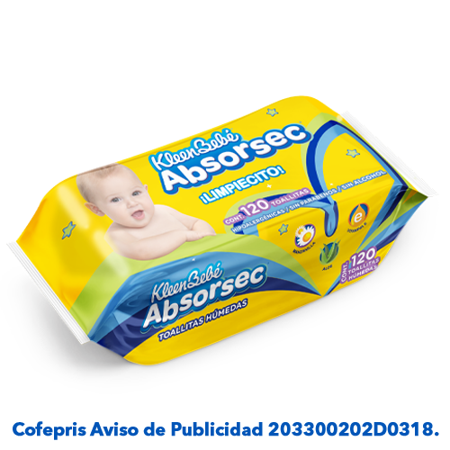 KleenBebé® Absorsec® Toallitas 120pz